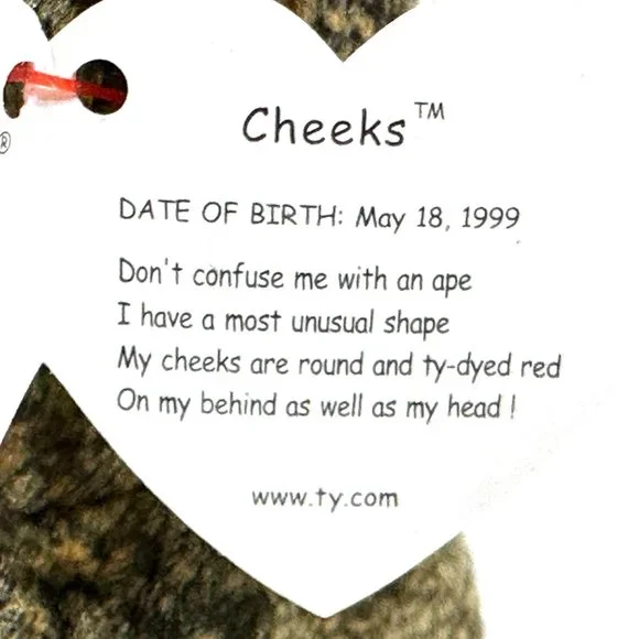 Ty Cheeks Vtg. 1999 Original Beanie Baby - Mandrill Monkey w/All Tags - Picture 8 of 10